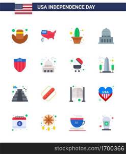 16 Creative USA Icons Modern Independence Signs and 4th July Symbols of seurity; american; flower; usa; city Editable USA Day Vector Design Elements