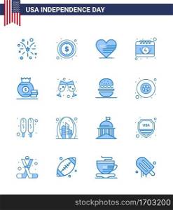 16 Creative USA Icons Modern Independence Signs and 4th July Symbols of bag  day  heart  date  american Editable USA Day Vector Design Elements