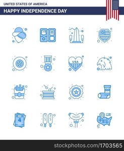 16 Creative USA Icons Modern Independence Signs and 4th July Symbols of star  badge  monument  shield  american Editable USA Day Vector Design Elements