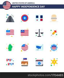 16 Creative USA Icons Modern Independence Signs and 4th July Symbols of flag  usa  book  american  burger Editable USA Day Vector Design Elements