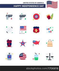 16 Creative USA Icons Modern Independence Signs and 4th July Symbols of flag; day; frise; party; bbq Editable USA Day Vector Design Elements