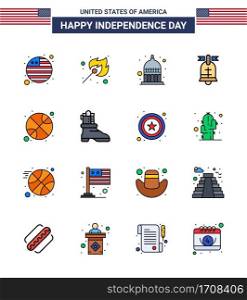 16 Creative USA Icons Modern Independence Signs and 4th July Symbols of sports  basketball  indianapolis  usa  ring Editable USA Day Vector Design Elements