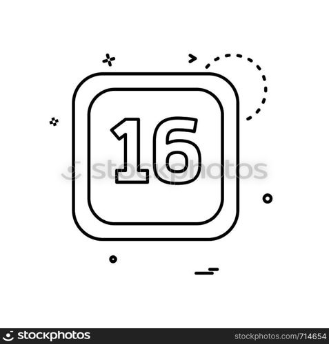 16 Date Calender icon design vector