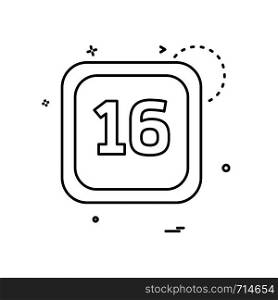 16 Date Calender icon design vector