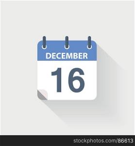 16 december calendar icon. 16 december calendar icon on grey background