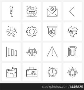 16 Editable Vector Line Icons and Modern Symbols of asterisk, direction, ban, arrow, mail Vector Illustration