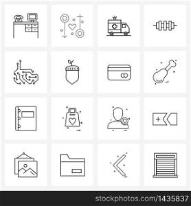 16 Editable Vector Line Icons and Modern Symbols of connectivity, ic, medical, barbecue, kitchen Vector Illustration