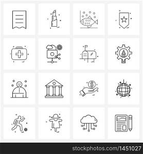 16 Editable Vector Line Icons and Modern Symbols of health, first aid box, food, medical, police Vector Illustration