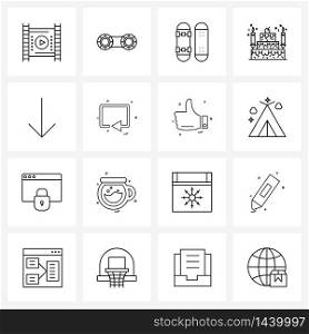 16 Editable Vector Line Icons and Modern Symbols of interface, meal, deck, food, trucks Vector Illustration