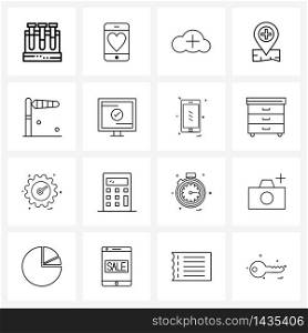 16 Editable Vector Line Icons and Modern Symbols of map, hospital, love, medical, network Vector Illustration