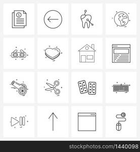 16 Editable Vector Line Icons and Modern Symbols of rabbit, internet, tooth, global, globe Vector Illustration