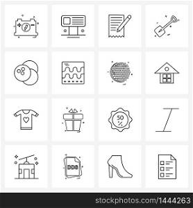 16 Editable Vector Line Icons and Modern Symbols of sport, spade, bill, tools, labour Vector Illustration