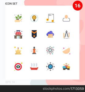 16 Flat Color concept for Websites Mobile and Apps building, man, innovation, administrator, audio Editable Pack of Creative Vector Design Elements