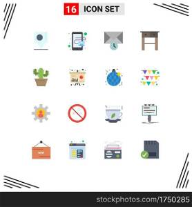 16 Flat Color concept for Websites Mobile and Apps chart, pot, mail, nature, table Editable Pack of Creative Vector Design Elements