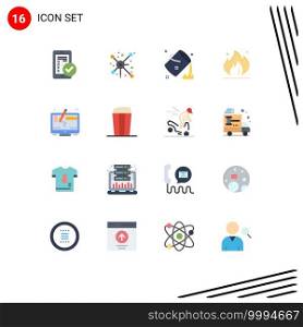 16 Flat Color concept for Websites Mobile and Apps construction, industry, connection, fire, fill Editable Pack of Creative Vector Design Elements