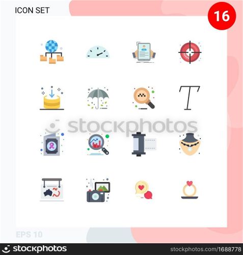 16 Flat Color concept for Websites Mobile and Apps download, direction, employee, process, target Editable Pack of Creative Vector Design Elements