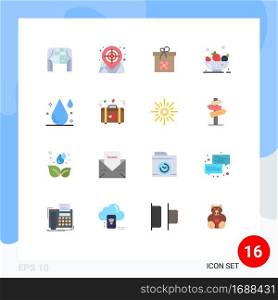 16 Flat Color concept for Websites Mobile and Apps drop, blood, gift, drink, berries Editable Pack of Creative Vector Design Elements