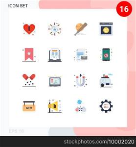 16 Flat Color concept for Websites Mobile and Apps education, book, ball, website, emotion Editable Pack of Creative Vector Design Elements