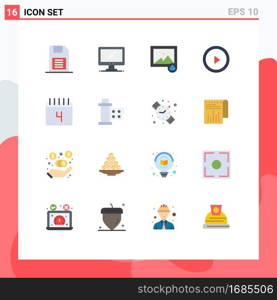 16 Flat Color concept for Websites Mobile and Apps education, user, imac, play, photo Editable Pack of Creative Vector Design Elements