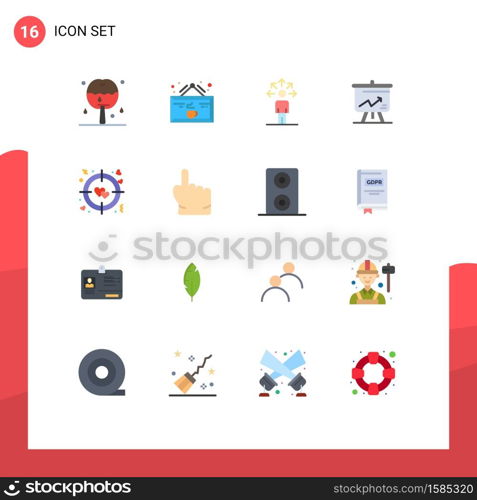 16 Flat Color concept for Websites Mobile and Apps heart, graph, shop, display, human Editable Pack of Creative Vector Design Elements