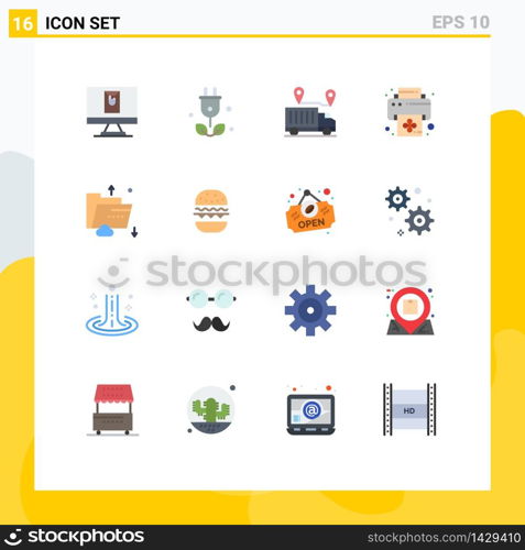 16 Flat Color concept for Websites Mobile and Apps internet, cloud, location, printer, device Editable Pack of Creative Vector Design Elements
