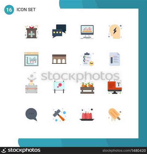 16 Flat Color concept for Websites Mobile and Apps internet, power, processing, strategy, head Editable Pack of Creative Vector Design Elements