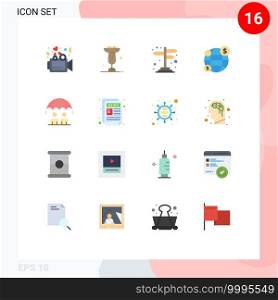 16 Flat Color concept for Websites Mobile and Apps modern, business, direction, money, global Editable Pack of Creative Vector Design Elements