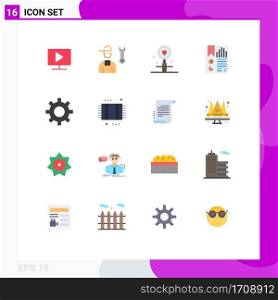 16 Flat Color concept for Websites Mobile and Apps page, data, service, bookmark, search Editable Pack of Creative Vector Design Elements