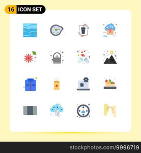 16 Flat Color concept for Websites Mobile and Apps shop, cloud, paradox, recycle, garbage Editable Pack of Creative Vector Design Elements