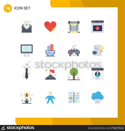 16 Flat Color concept for Websites Mobile and Apps website, page, favorite, internet, cpu Editable Pack of Creative Vector Design Elements