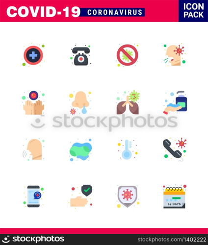 16 Flat Color Corona Virus pandemic vector illustrations dirty, people, protection, man, cough viral coronavirus 2019-nov disease Vector Design Elements