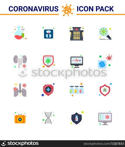 16 Flat Color Corona Virus pandemic vector illustrations infection, disease, clinic, virus, protection viral coronavirus 2019-nov disease Vector Design Elements