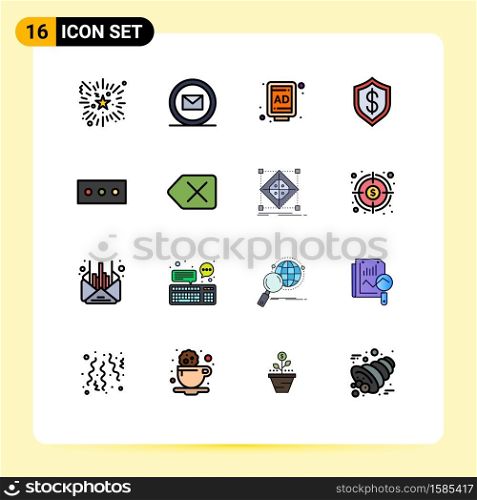 16 Flat Color Filled Line concept for Websites Mobile and Apps security, technology, ad, intelligent, cashless Editable Creative Vector Design Elements
