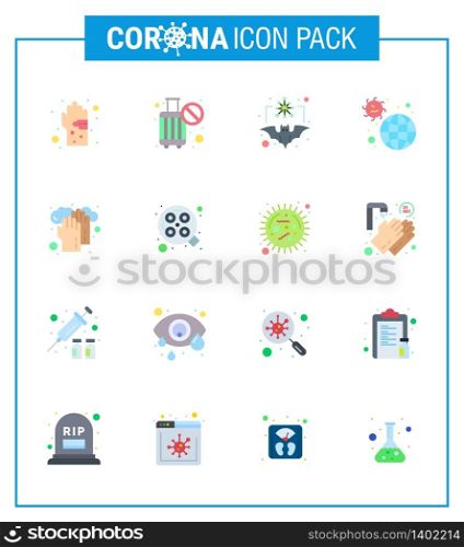 16 Flat Color Set of corona virus epidemic icons. such as infection, disease, no travel, virus, coronavirus viral coronavirus 2019-nov disease Vector Design Elements