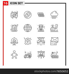 16 General Icons for website design print and mobile apps. 16 Outline Symbols Signs Isolated on White Background. 16 Icon Pack.. Creative Black Icon vector background