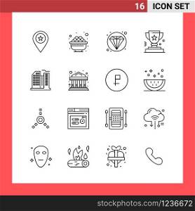 16 Icon Pack Line Style Outline Symbols on White Background. Simple Signs for general designing.. Creative Black Icon vector background