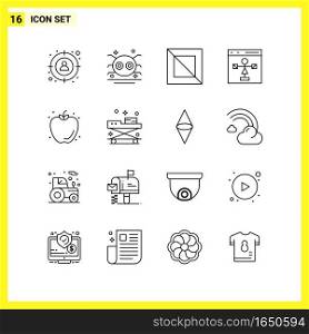 16 Icon Set. Simple Line Symbols. Outline Sign on White Background for Website Design Mobile Applications and Print Media.. Creative Black Icon vector background
