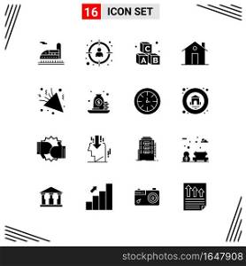 16 Icons Solid Style. Grid Based Creative Glyph Symbols for Website Design. Simple Solid Icon Signs Isolated on White Background. 16 Icon Set.. Creative Black Icon vector background