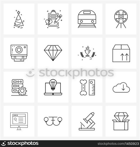 16 Interface Line Icon Set of modern symbols on photograph, image, station, camera, point Vector Illustration