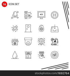 16 Outline concept for Websites Mobile and Apps candy, user, produce, ui, hash tag Editable Vector Design Elements