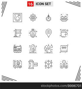 16 Outline concept for Websites Mobile and Apps carnival, sandesh, bulb, india, food Editable Vector Design Elements
