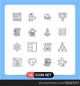 16 Outline concept for Websites Mobile and Apps checklist, mobile, airplane, clipboard, paint Editable Vector Design Elements