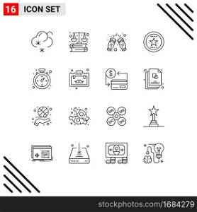 16 Outline concept for Websites Mobile and Apps compass, medal, cheers, favorite, award Editable Vector Design Elements