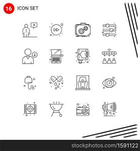 16 Outline concept for Websites Mobile and Apps down, on, briefcase, off, work Editable Vector Design Elements