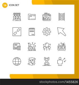 16 Outline concept for Websites Mobile and Apps film, hobby, document, hobbies, camera Editable Vector Design Elements