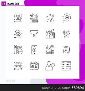 16 Outline concept for Websites Mobile and Apps gift, contact, cooking, communication, call Editable Vector Design Elements