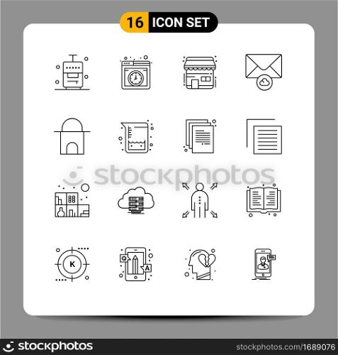 16 Outline concept for Websites Mobile and Apps islamic building, building, buy, mail, cloud Editable Vector Design Elements