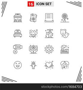 16 Outline concept for Websites Mobile and Apps love, setting, bill, gear, search Editable Vector Design Elements