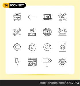 16 Outline concept for Websites Mobile and Apps marketing, business, lost, puzzle, online Editable Vector Design Elements