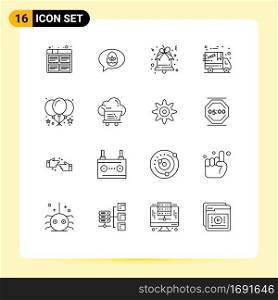 16 Outline concept for Websites Mobile and Apps party, balloon, nature, delivery, black friday Editable Vector Design Elements